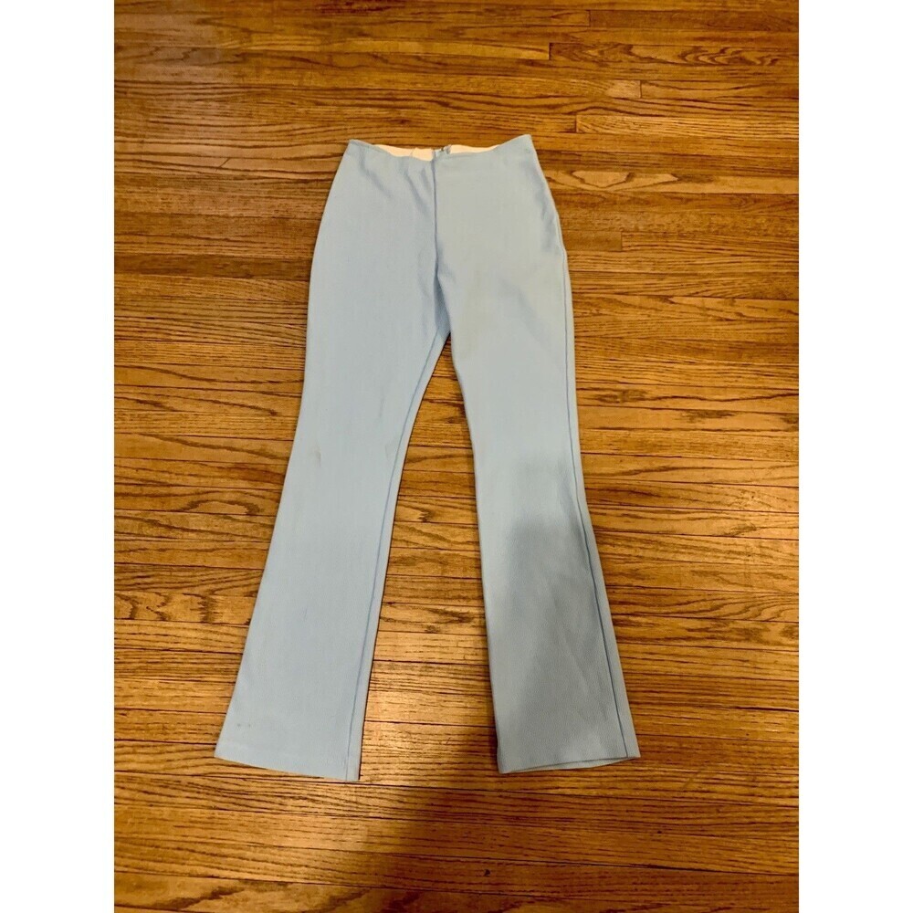 VTG 70s Disco Ribbed Knit Bell Bottoms Pants Flare Polyester Stretch High Waist